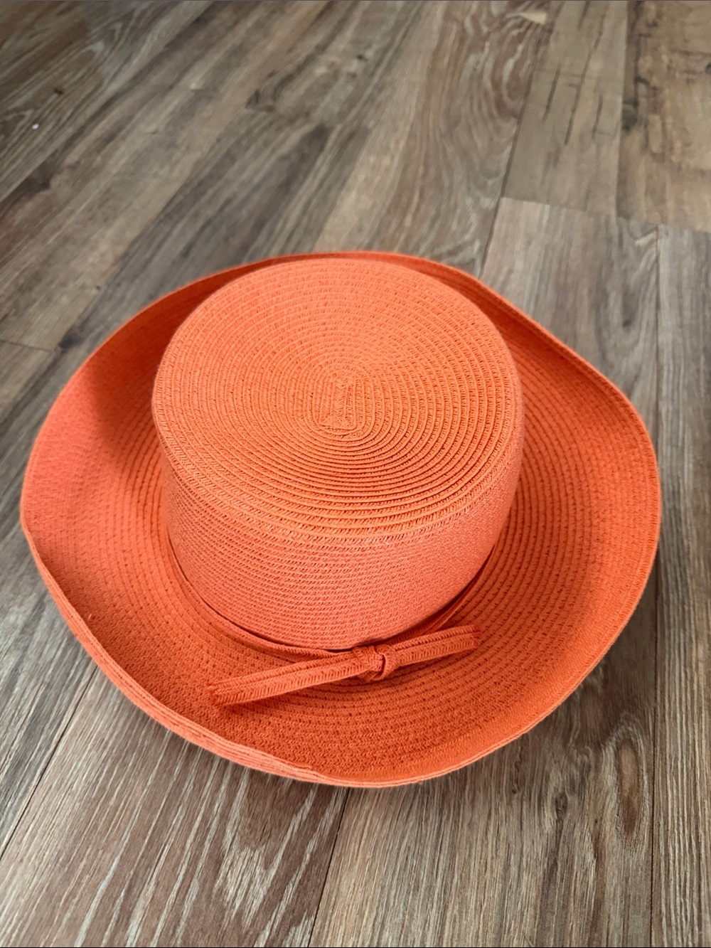Bijoux Terner Orange Straw Sun Hat with Bow